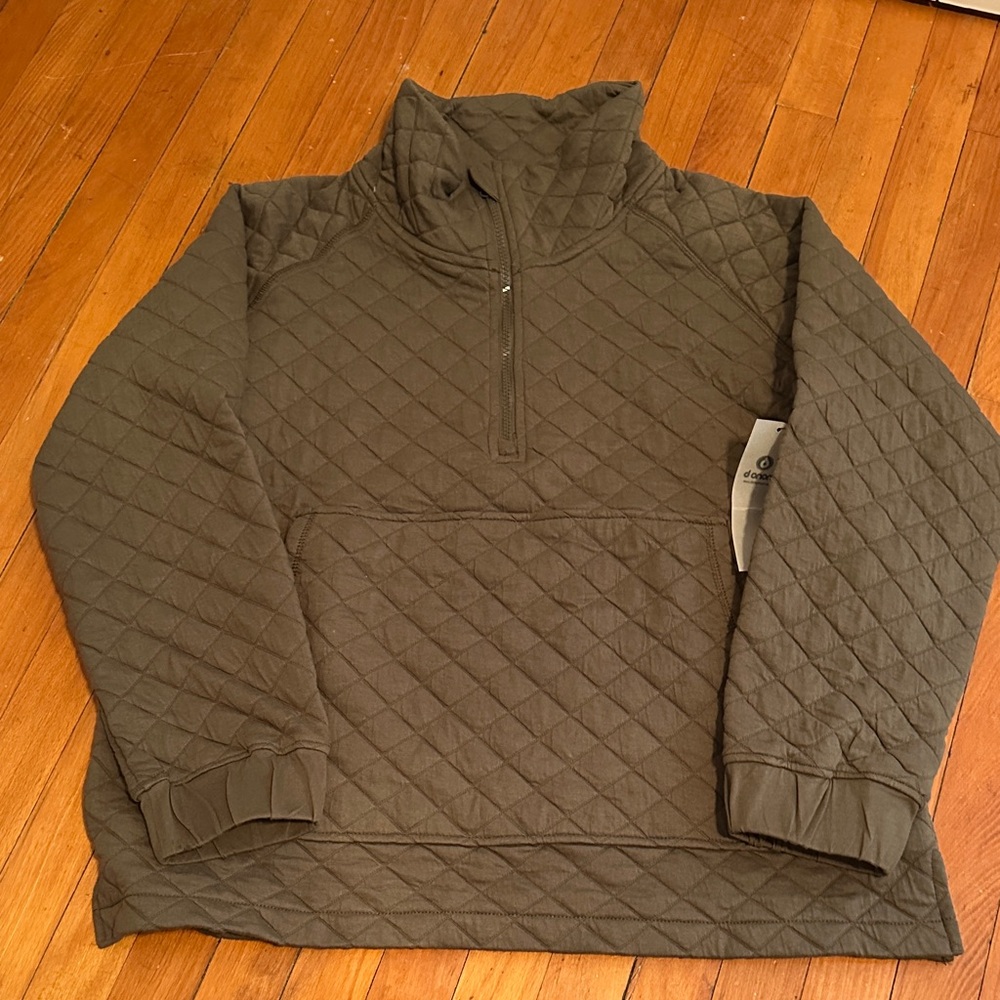 NWT Mona B Olive Quilted Sweatshirt